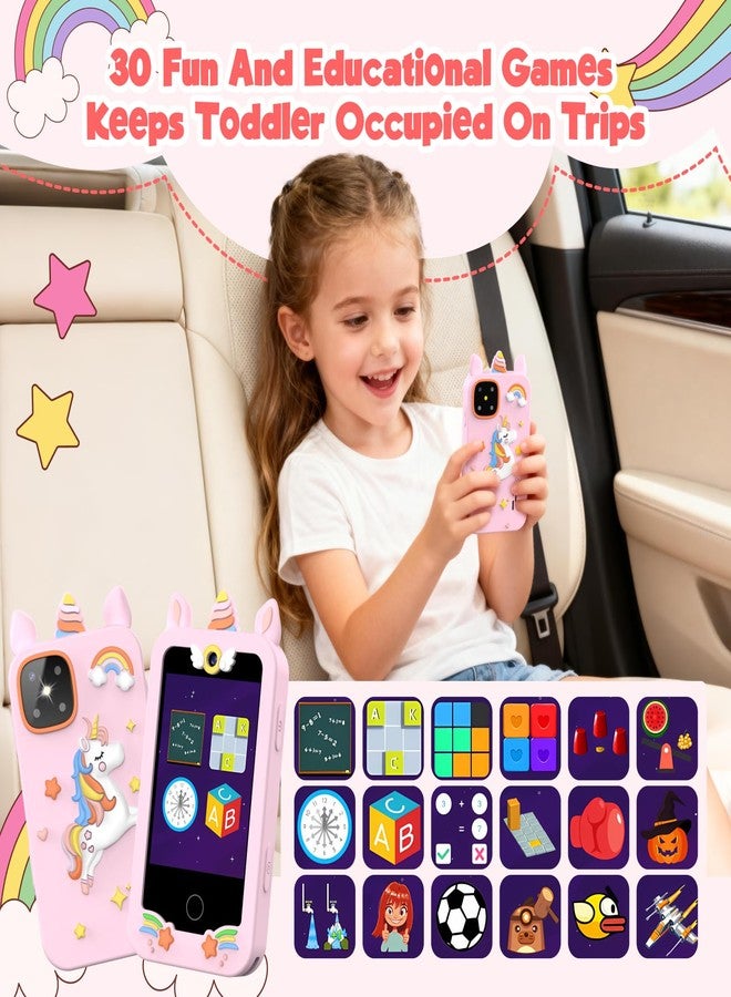 WARWARS Kids Smart Phone for Girls, Christmas Birthday Gifts for Girls Age 3-10 Mini Toddler Cell Phone for Kids, Toddler Girl Learning Toy Phone with Dual Camera, Game, Music Player - Image 5